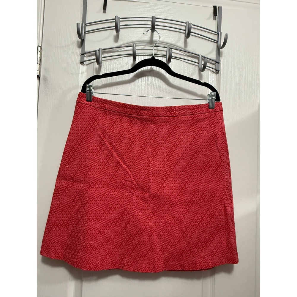 Margaret M Womens‎ XL Red Geometric Jacquard A-Line Skirt Textured Stretch Knit